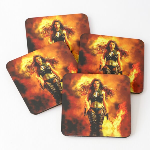 Item preview, Playing with Fire. Female warrior walking through fire and water designed and sold by Samantha Wells.