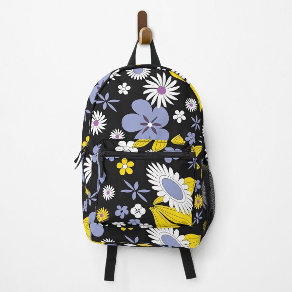Item preview, White Yellow Blue Flowers on Black designed and sold by simpleones.