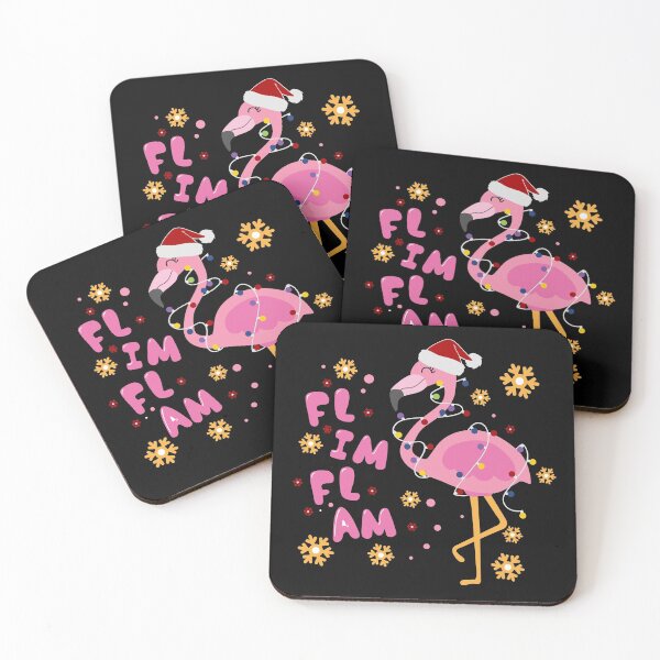 Item preview, Flim Flam Flamingo Christmas on Black designed and sold by meggydesigns.