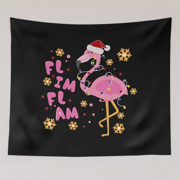 Item preview, Flim Flam Flamingo Christmas on Black designed and sold by meggydesigns.
