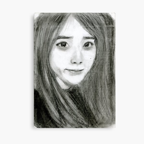 Realistic IU Drawing Art -- Lee Ji-eun Graphite Pencil Canvas Print