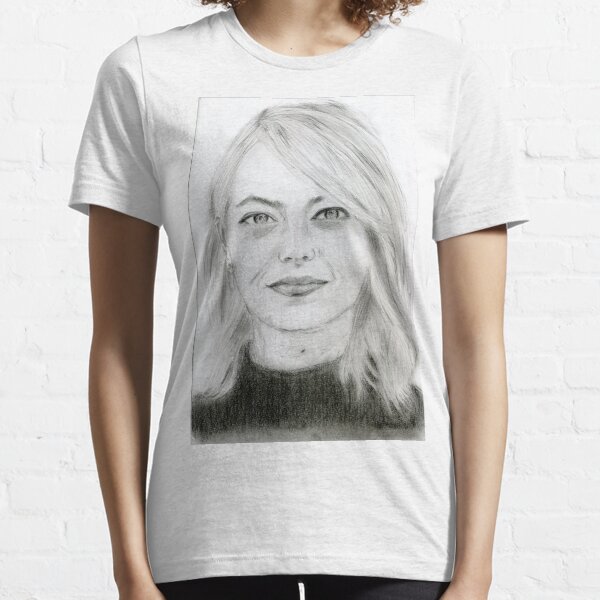 Realistic Emma Stone Drawing Art -- Emma Stone Graphite Pencil Essential T-Shirt