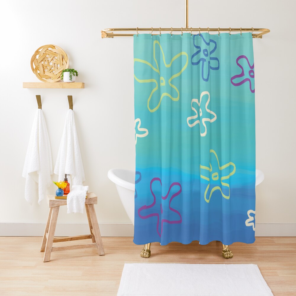 "Bikini Bottom Spongebob Background Flower Clouds Sky" Shower Curtain