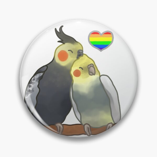 Item preview, LGBT+ Rainbow Cuddling Cockatiels designed and sold by AdoraBirdArt.