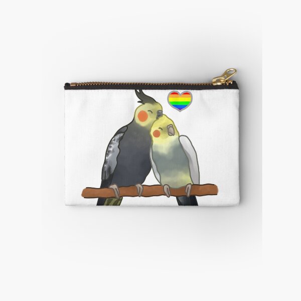 Item preview, LGBT+ Rainbow Cuddling Cockatiels designed and sold by AdoraBirdArt.