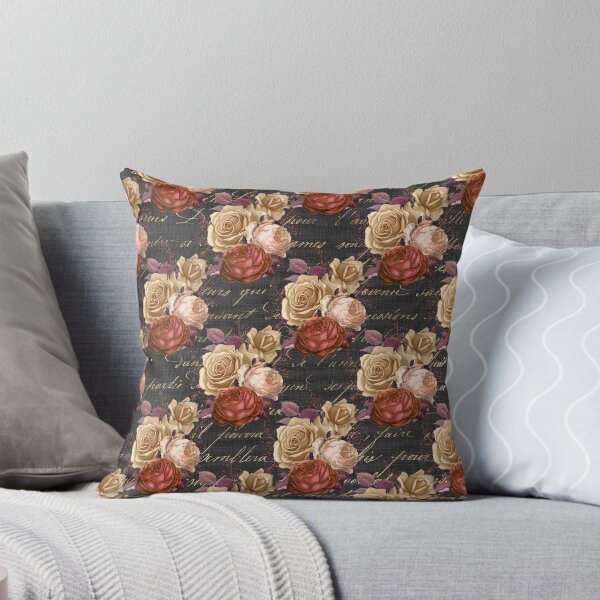 Item preview, Roses on black russet linen with handwriting design designed and sold by AnnieHochmann.