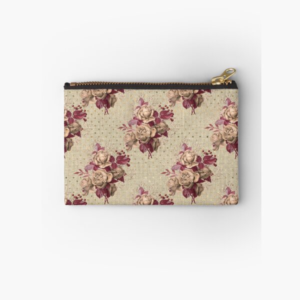 Item preview, Roses on russet linen with gold dotted design designed and sold by AnnieHochmann.