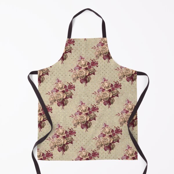 Item preview, Roses on russet linen with gold dotted design designed and sold by AnnieHochmann.