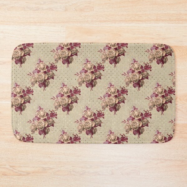 Item preview, Roses on russet linen with gold dotted design designed and sold by AnnieHochmann.