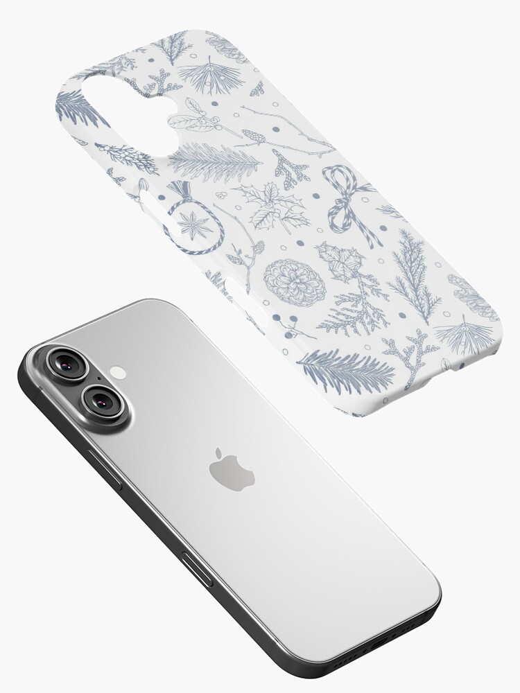 Thumbnail 2 of 4, iPhone Case, Winter Evergreens Pattern On White designed and sold by karolfuldesigns.