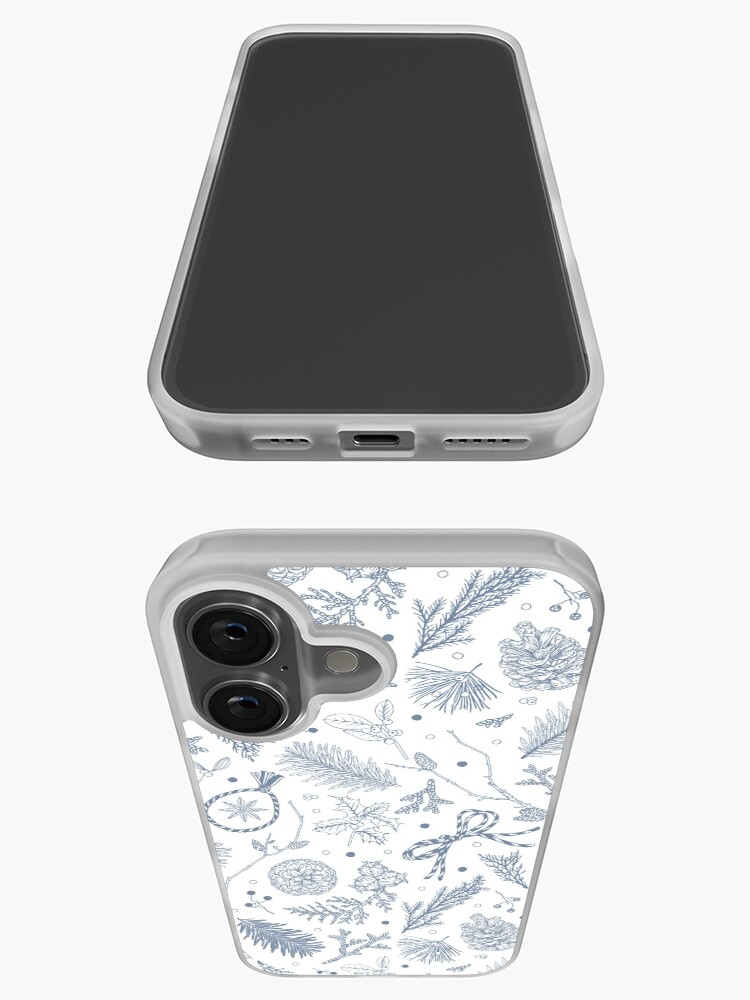 Thumbnail 3 of 5, iPhone Case, Winter Evergreens Pattern On White designed and sold by karolfuldesigns.