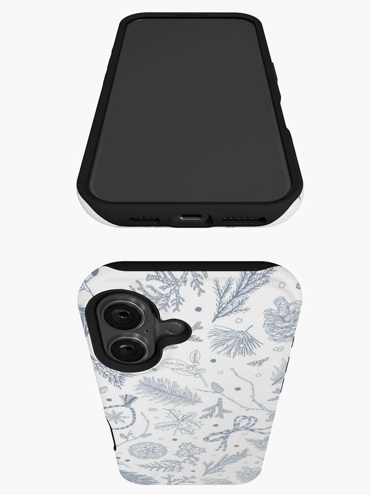 Thumbnail 3 of 4, iPhone Case, Winter Evergreens Pattern On White designed and sold by karolfuldesigns.