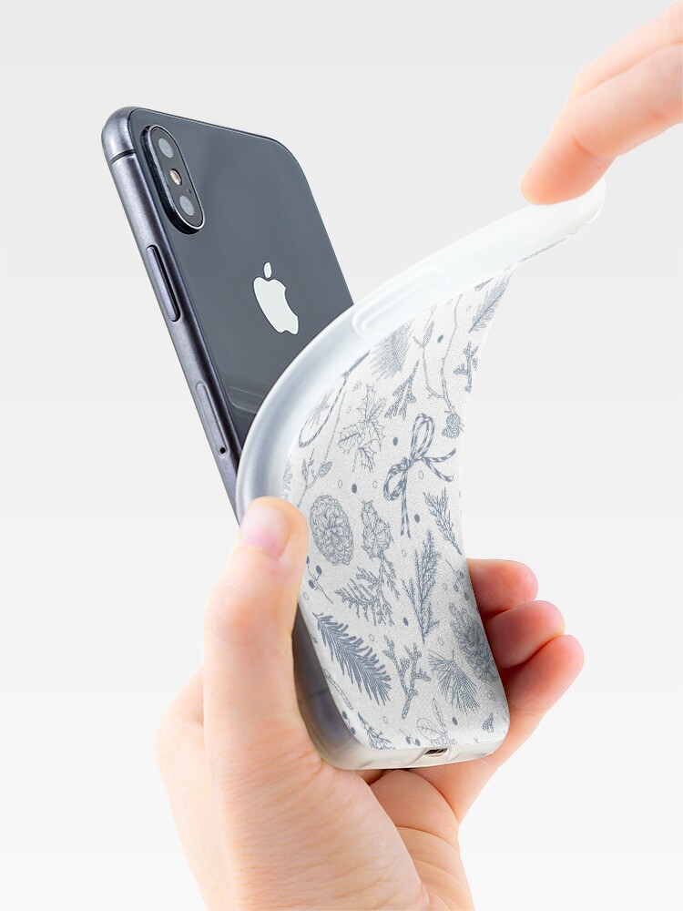 Thumbnail 4 of 5, iPhone Case, Winter Evergreens Pattern On White designed and sold by karolfuldesigns.