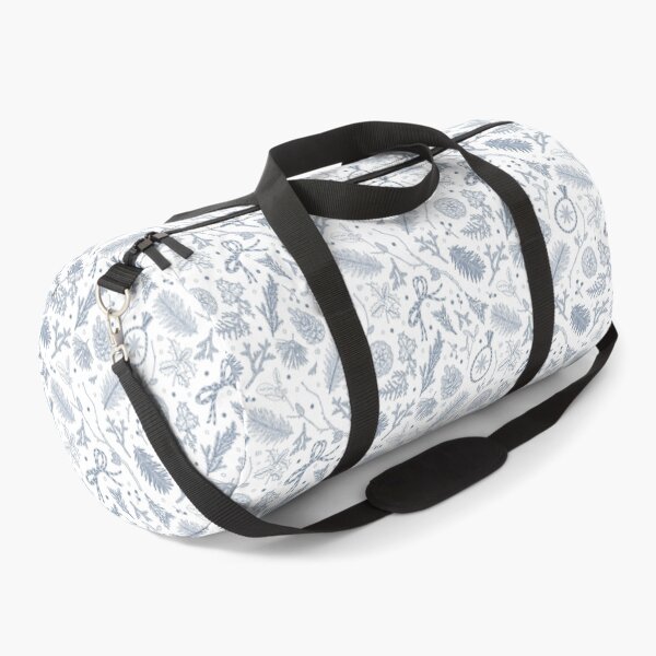 Winter Evergreens Pattern On White Duffle Bag