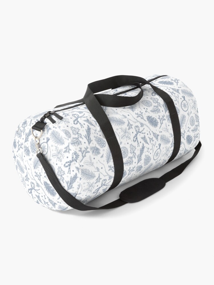 Thumbnail 1 of 3, Duffle Bag, Winter Evergreens Pattern On White designed and sold by karolfuldesigns.
