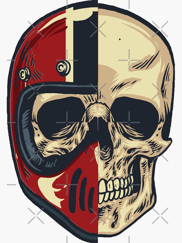 Skull Helmet Art, Motorcycle helmet, cool helmet stickers, motorcycle  helmet stickers, helmet stickers, Sticker for Sale by thesmokeydogs