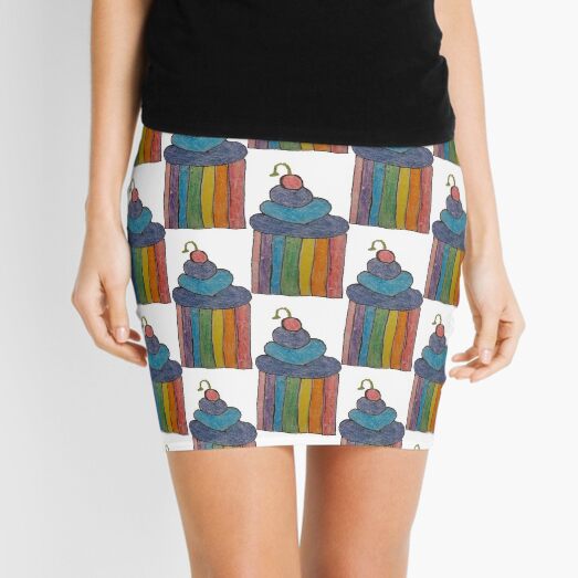 Rainbow Cupcakes with blueberry icing and cherry Mini Skirt