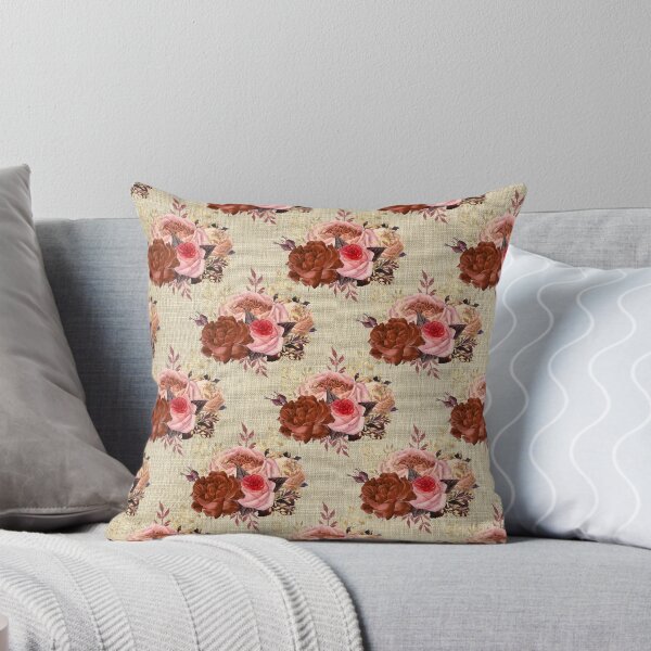 Item preview, Roses on russet linen design designed and sold by AnnieHochmann.
