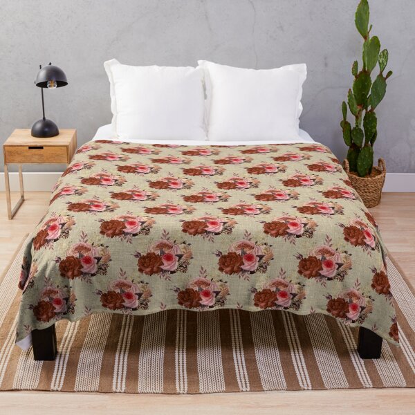 Item preview, Roses on russet linen design designed and sold by AnnieHochmann.