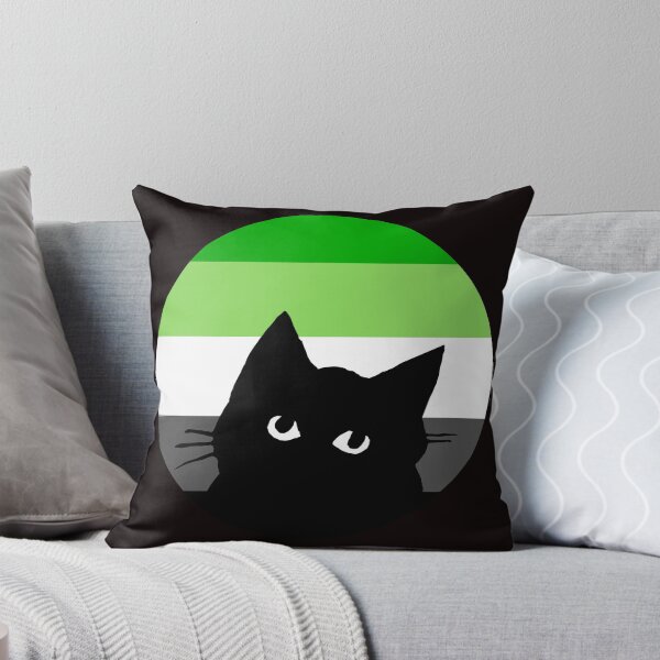 Item preview, Cute peeking aromantic pride cat designed and sold by MickTilio.