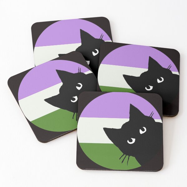 Item preview,  Cute peeking genderqueer pride cat designed and sold by MickTilio.