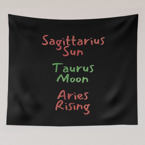 Item preview, Sagittarius Sun Taurus Moon Aries Rising Text designed and sold by leomooncreates.