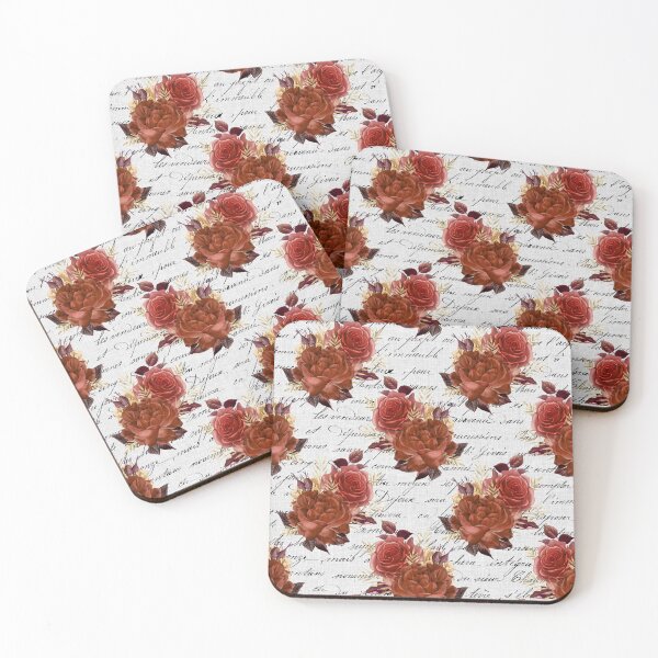 Item preview, Roses on white russet linen with handwriting design designed and sold by AnnieHochmann.