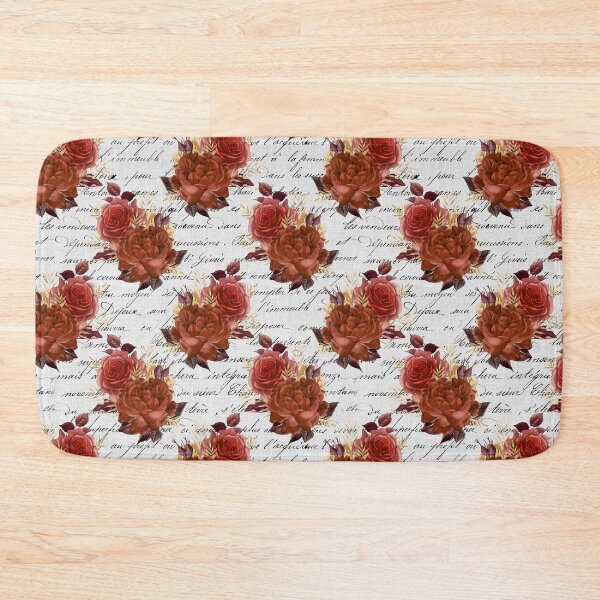 Item preview, Roses on white russet linen with handwriting design designed and sold by AnnieHochmann.
