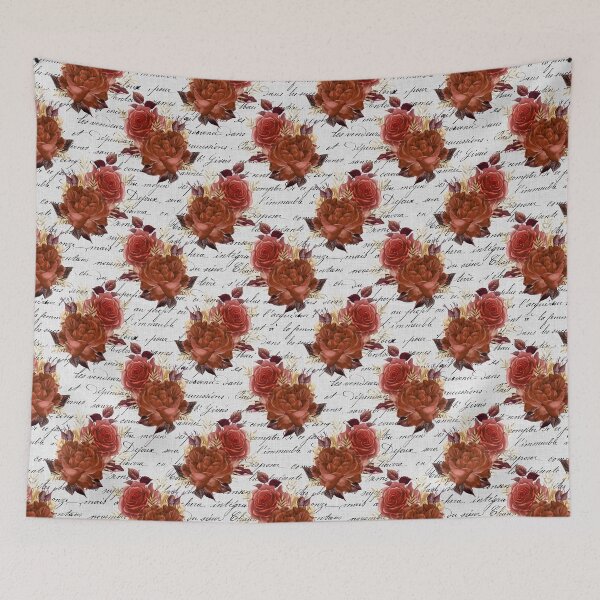 Item preview, Roses on white russet linen with handwriting design designed and sold by AnnieHochmann.