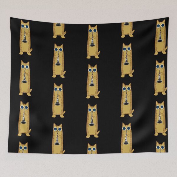 Item preview, Cool Hippy Cat With Sunglasses Playing The Clarinet designed and sold by CarterFunTees.