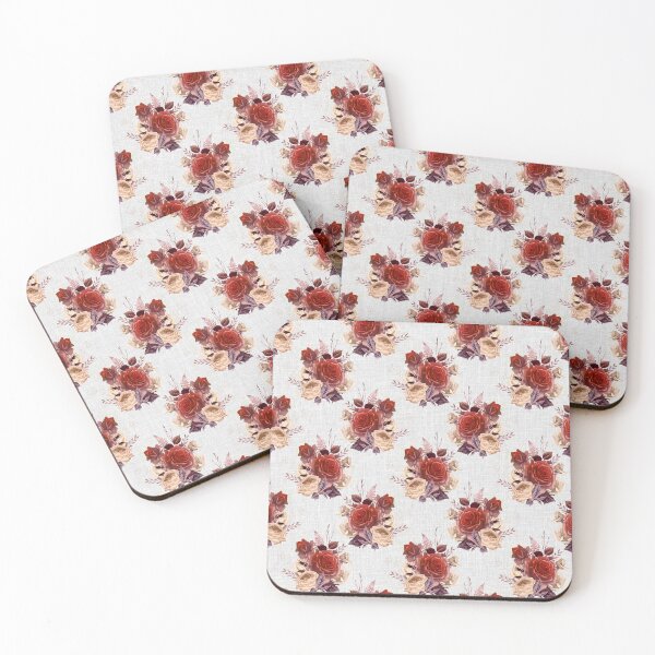 Item preview, Roses on white russet linen design designed and sold by AnnieHochmann.