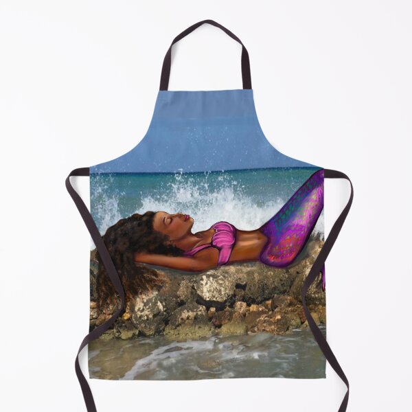 Item preview, Mermaid sunbathing- Coco the Magical rainbow mermaid with Afro hair and caramel brown skin designed and sold by Artonmytee.
