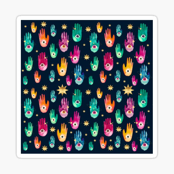Cosmic Hamsa Hand of Fatima All Seeing Eye Orbil Star Universe Sticker