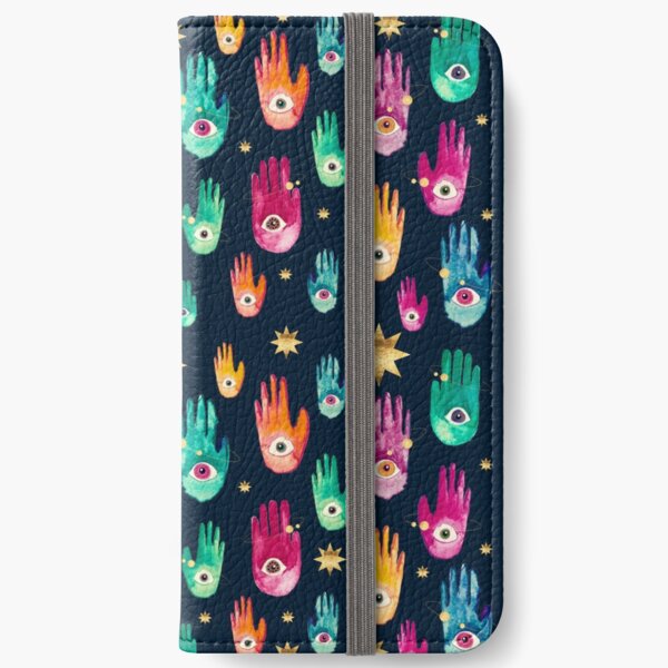 Cosmic Hamsa Hand of Fatima All Seeing Eye Orbil Star Universe iPhone Wallet
