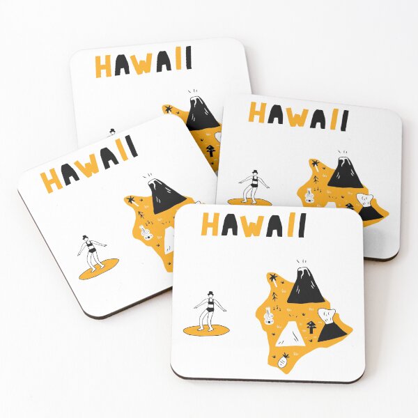 Item preview, map of Hawaii. Cartoon map of Hawaii. designed and sold by ashiya-pixel.