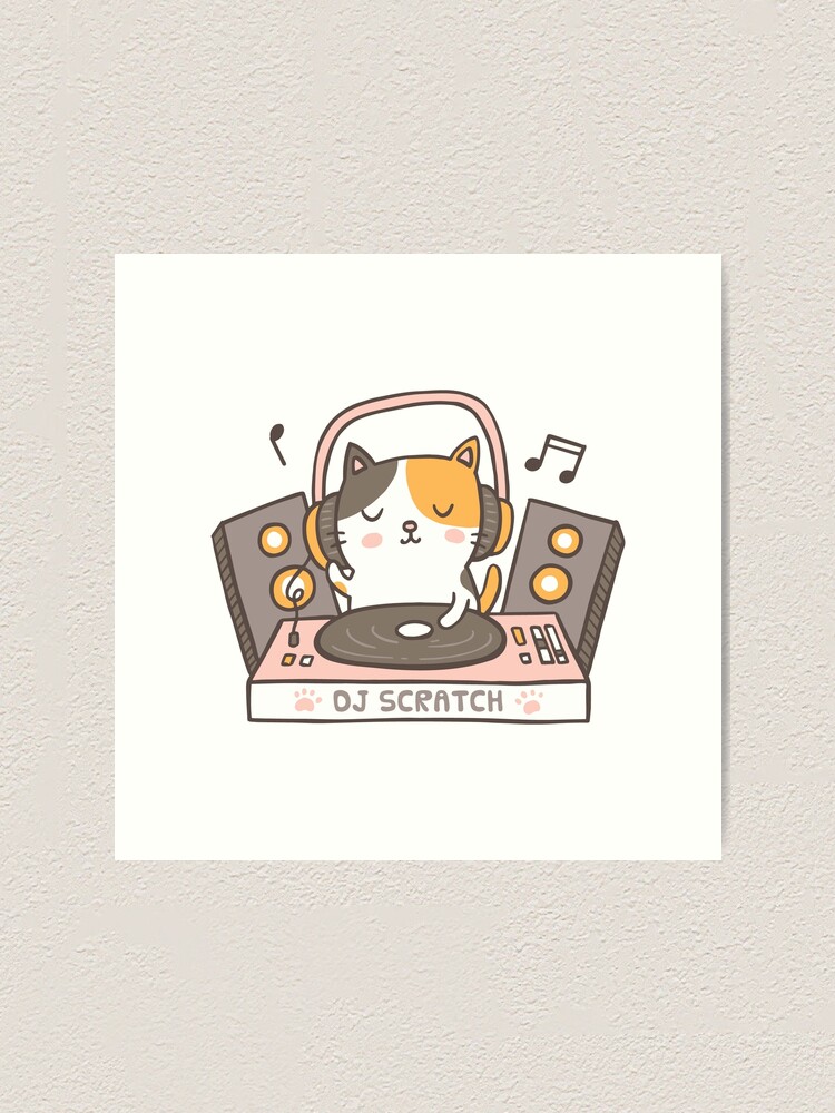 "Funny DJ Scratch Cat On Turntable" Art Print for Sale by rustydoodle