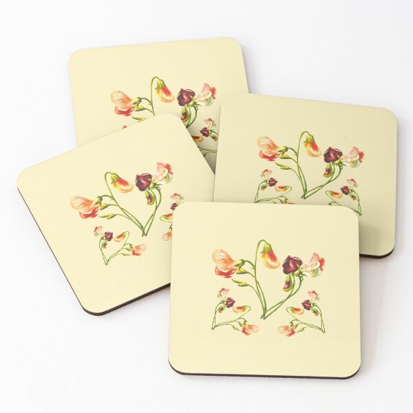Item preview, Stylish cool picture of sweet pea flowers. Peach, pink and purple. designed and sold by Drawing-Dolphin.