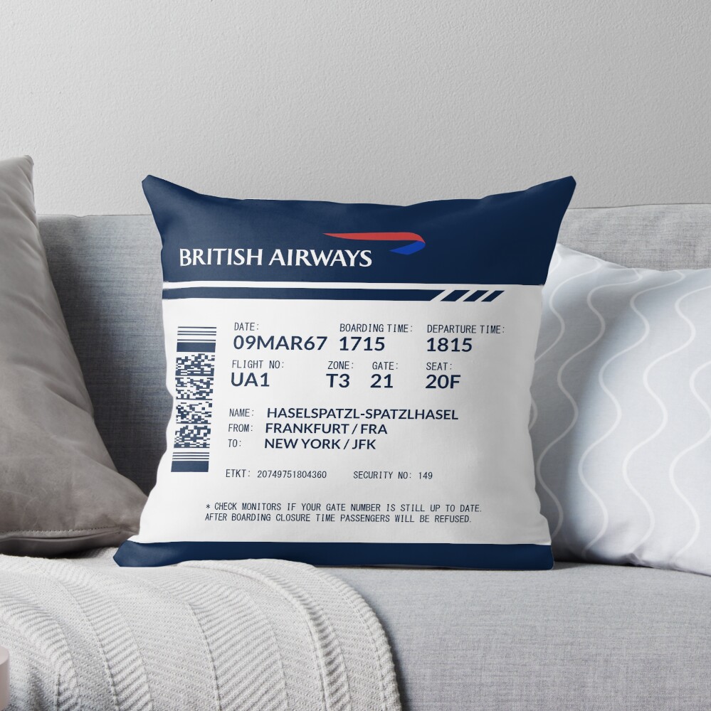 Boarding Pass DFM Throw Pillow
