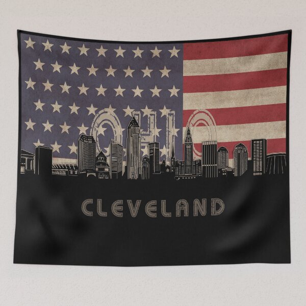 Item preview, cleveland skyline flag designed and sold by BekimART2.