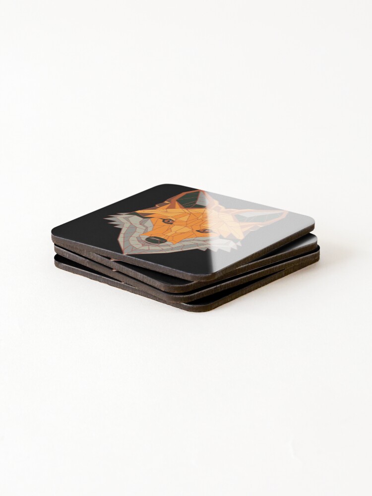 Thumbnail 4 of 5, Coasters (Set of 4), Polygon Fox - Geometric Pattern designed and sold by Watersolution.