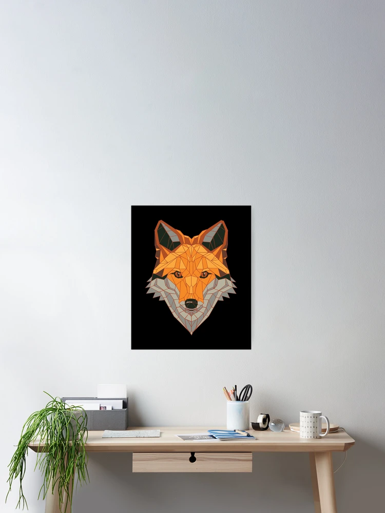 Thumbnail 2 of 3, Poster, Polygon Fox - Geometric Pattern designed and sold by Watersolution.