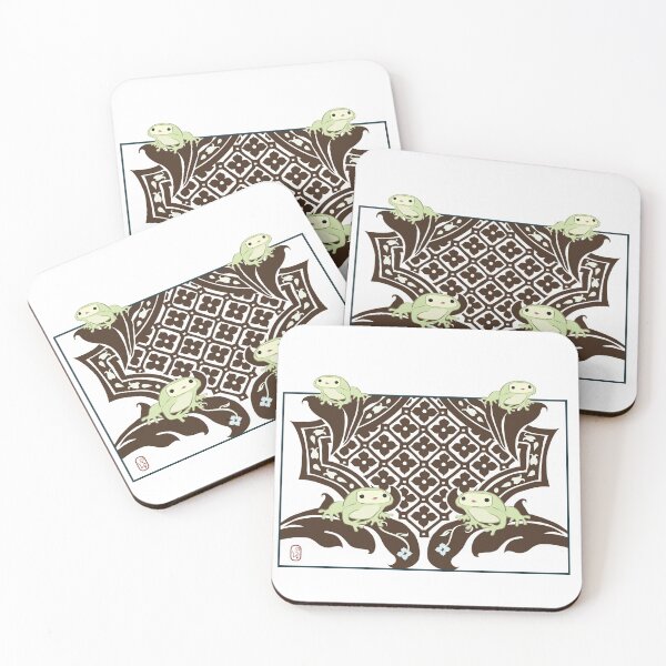Item preview, Frogs on Damask designed and sold by e-ipolani.