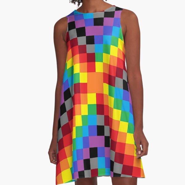 Colored Squares A-Line Dress