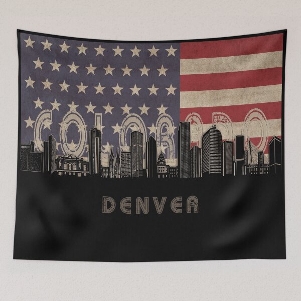 Item preview, denver skyline flag designed and sold by BekimART2.