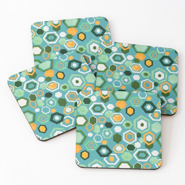 Item preview, Scattered Gouache Hexagons - Greens designed and sold by TigaTiga.