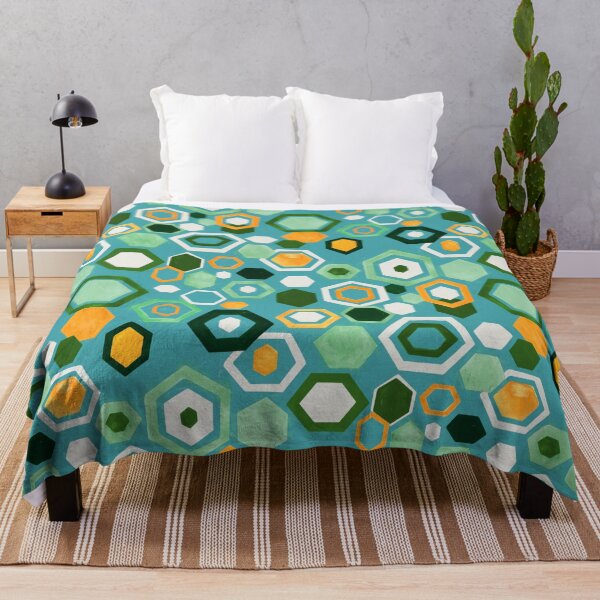 Item preview, Scattered Gouache Hexagons - Greens designed and sold by TigaTiga.