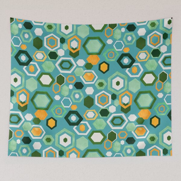 Item preview, Hexágonos Gouache Dispersos - Verdes designed and sold by TigaTiga.