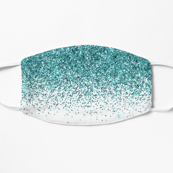 Teal Blue Glitter Fading Ombre Border Flat Mask