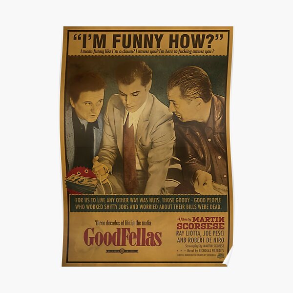 Goodfellas Movie Classic Black White Film Actor Poster 21 24x36 E-1831 