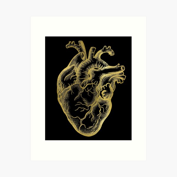 Item preview, Heart jellow gold, love anatomy art, cool cute designed and sold by Collagedream.